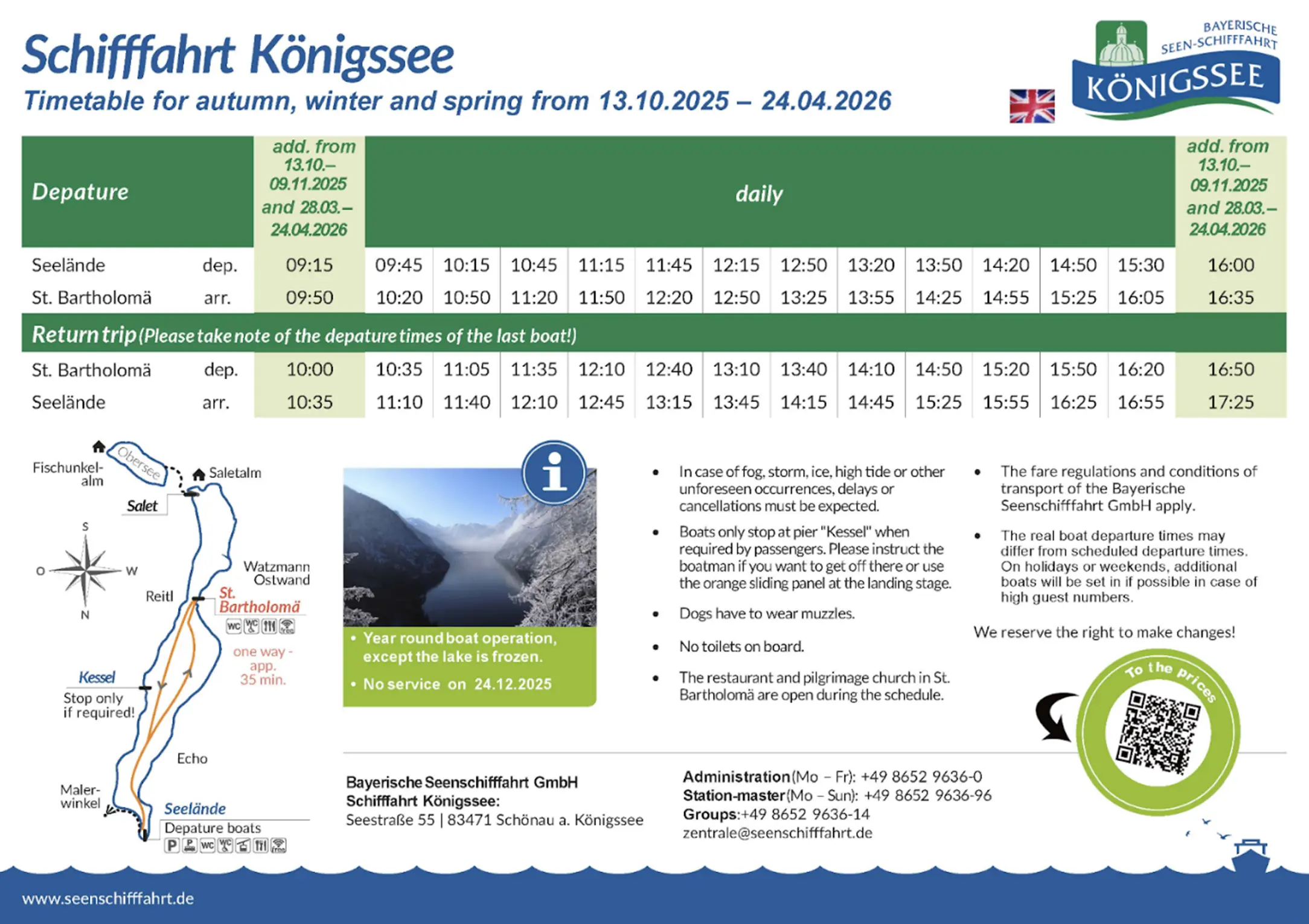 Königssee Winter Timetable 2025-2026